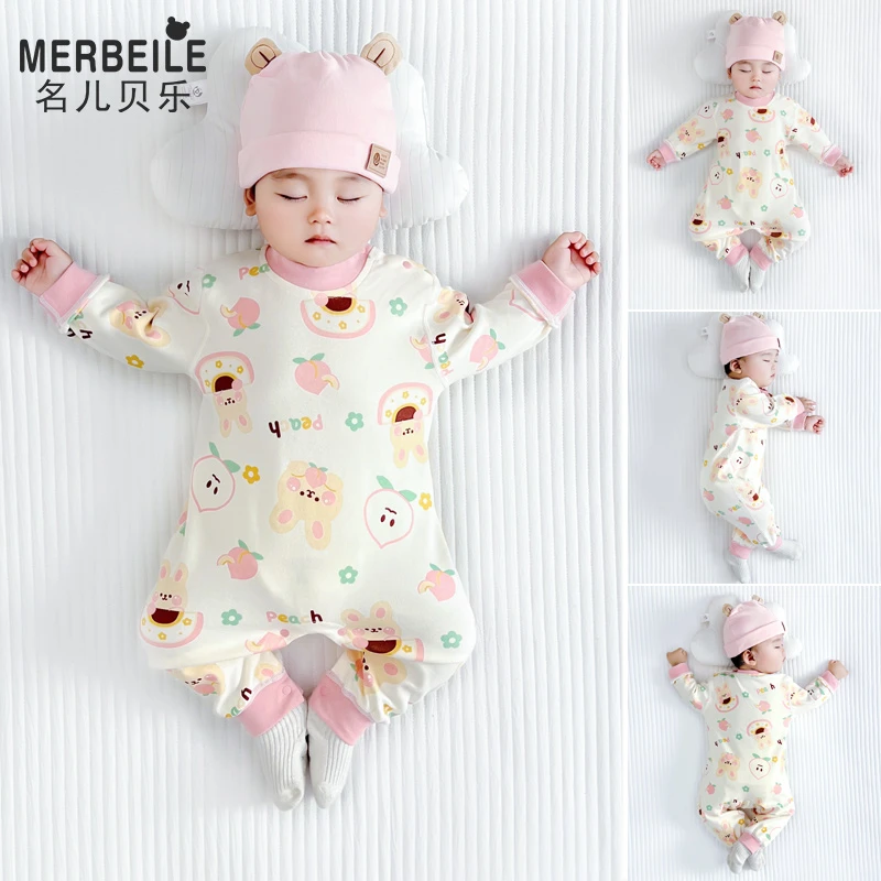 婴儿连体衣秋冬加厚打底内衣春秋纯棉哈衣保暖爬服冬宝宝睡衣长袖