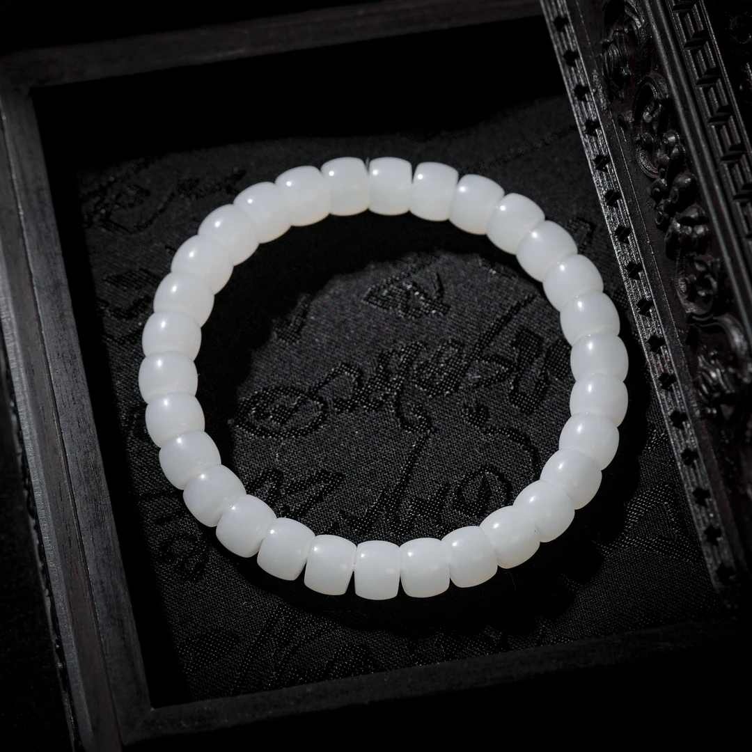 【诗蓉】云开·精品和田玉老脂白手串AS1590珠径约8mm