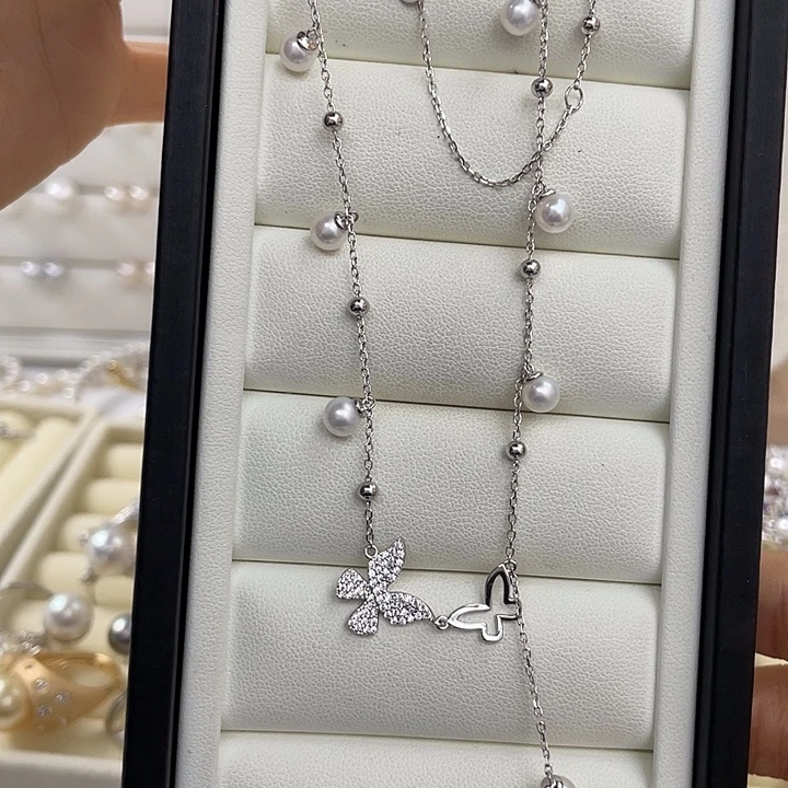 淡水珍珠银S925镶嵌颈饰