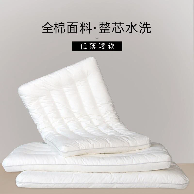 一对装枕头低枕薄枕矮枕软枕头家用单人护颈椎助眠儿童枕芯成人枕