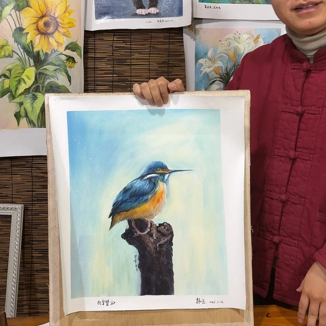 油画S****R行路人小院绘画作品