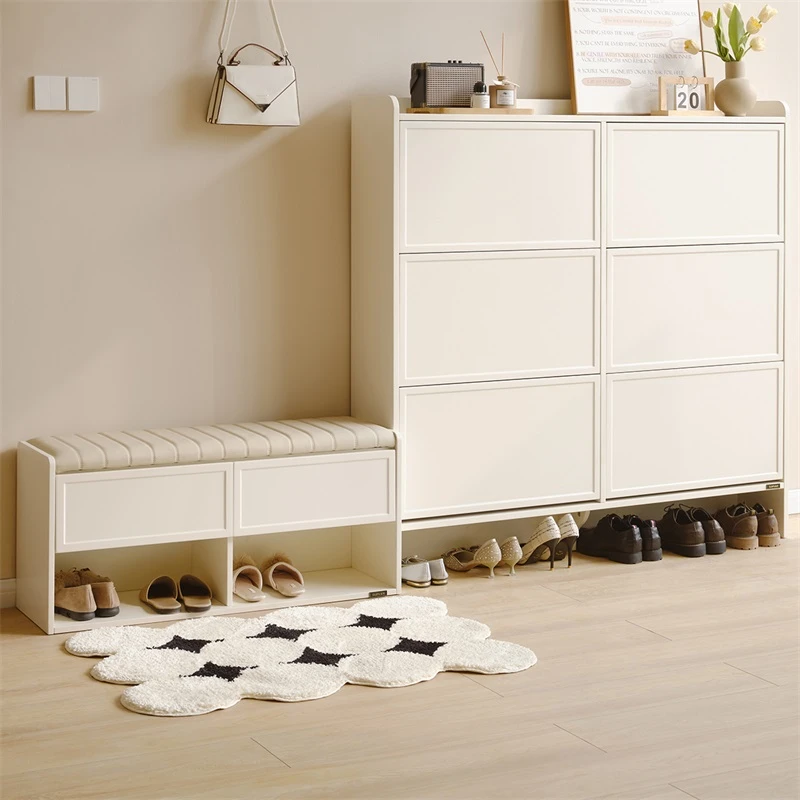 【交个朋友专属】QY全友家居简约奶油风大容量超薄翻斗鞋柜