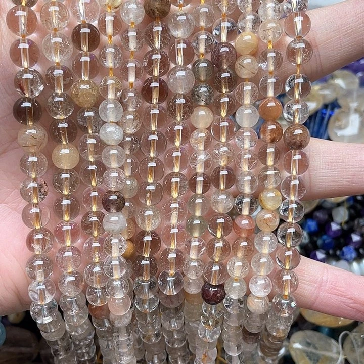 玛瑙/玉髓合金珠宝半成品一条6mm彩发晶