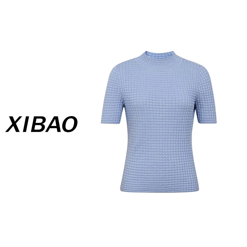 【蚕丝醋酸】进口纱线褶皱肌理感半袖上衣