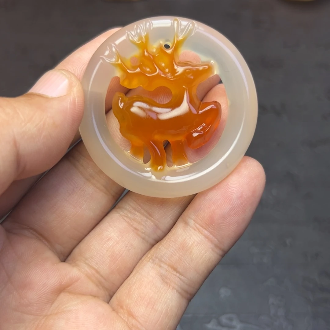 宫***居玛瑙/玉髓未镶嵌时尚潮流手把吊坠