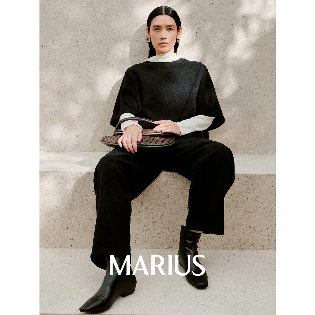 MARIUS“糯米套3.0”挺括悬垂微绒感美利奴羊毛强缩T恤/直筒微A裤