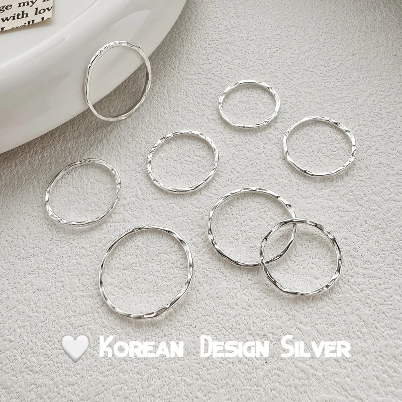 lulu925银肌理感锤纹理戒指纤细素圈指关节闭口细指环ins小红书