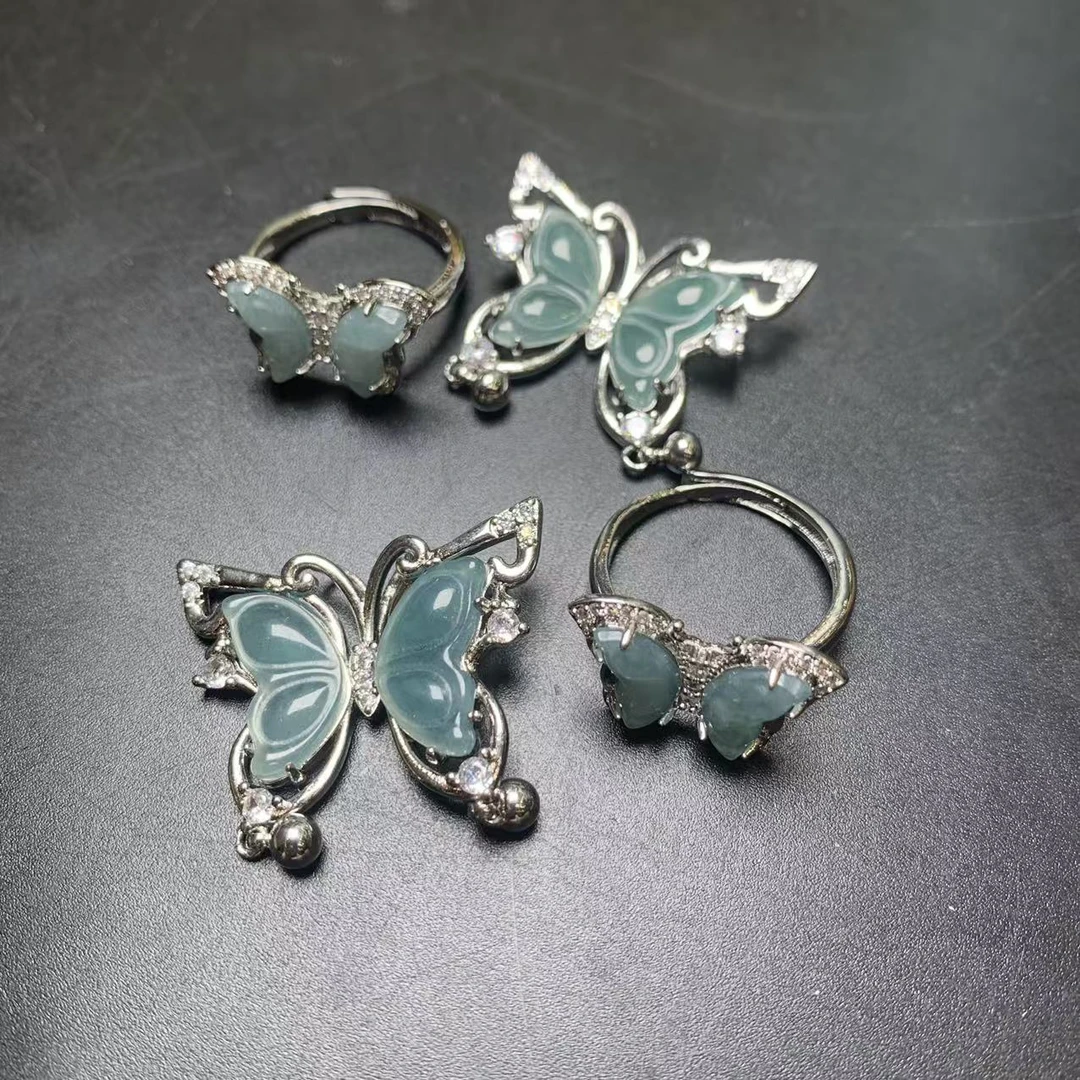 【现场收货】天然翡翠蝴蝶套装   多样性发货只发一件  23386t