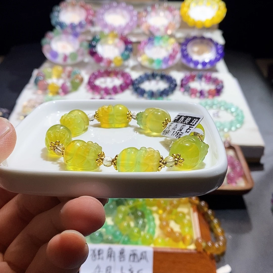 手链未镶嵌萤石荧光貔貅12加