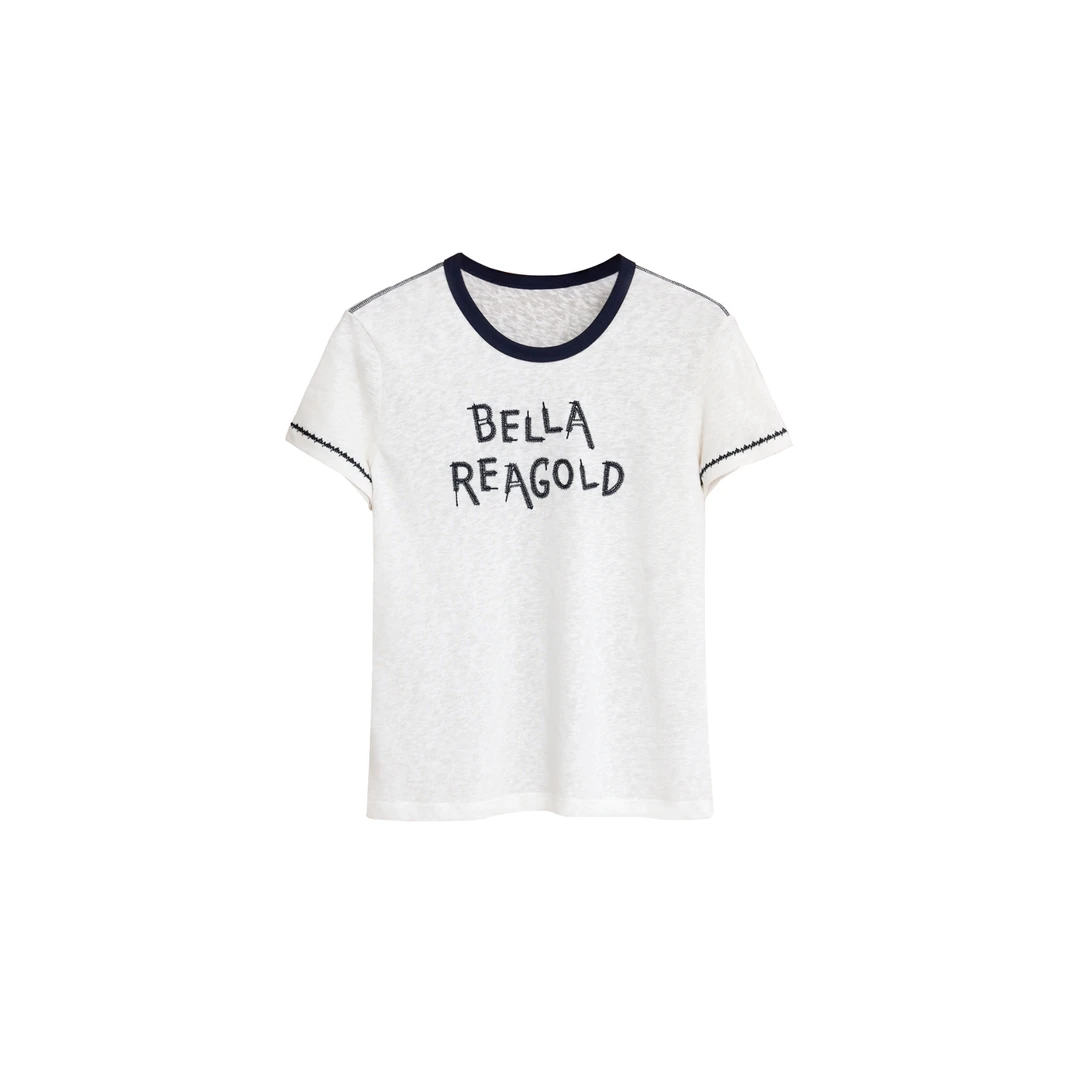 【大C严选】北欧单！高端亚麻澳棉混纺字母刺绣T恤~