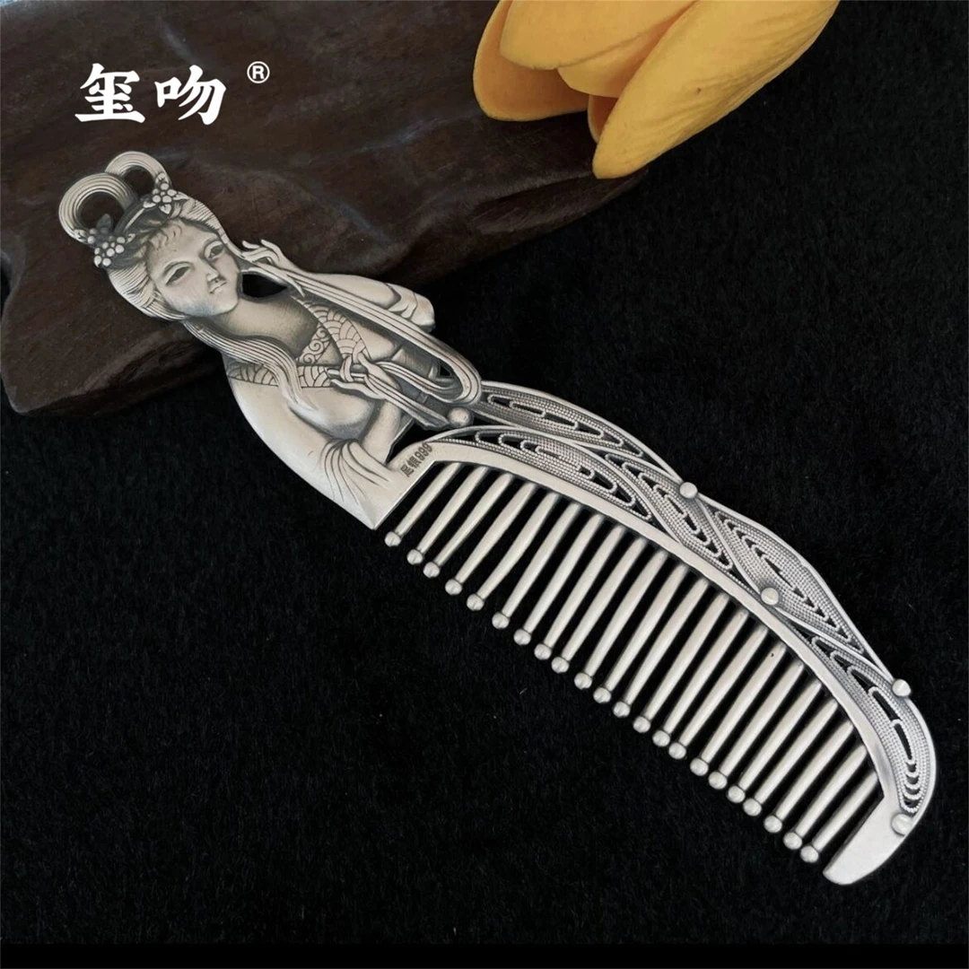 足银银制品 【玺吻】足银   手工创意个性古风西施美人梳子 GYP01