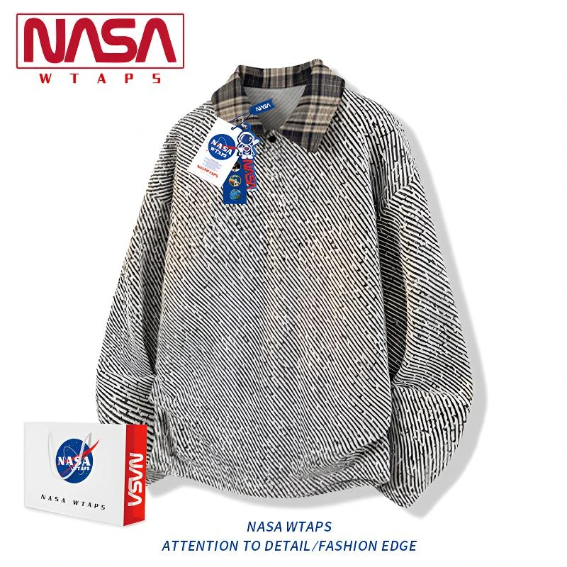 NASA WTAPS美式老钱风长袖POLO衫男款秋季设计感提花宽松休闲卫衣
