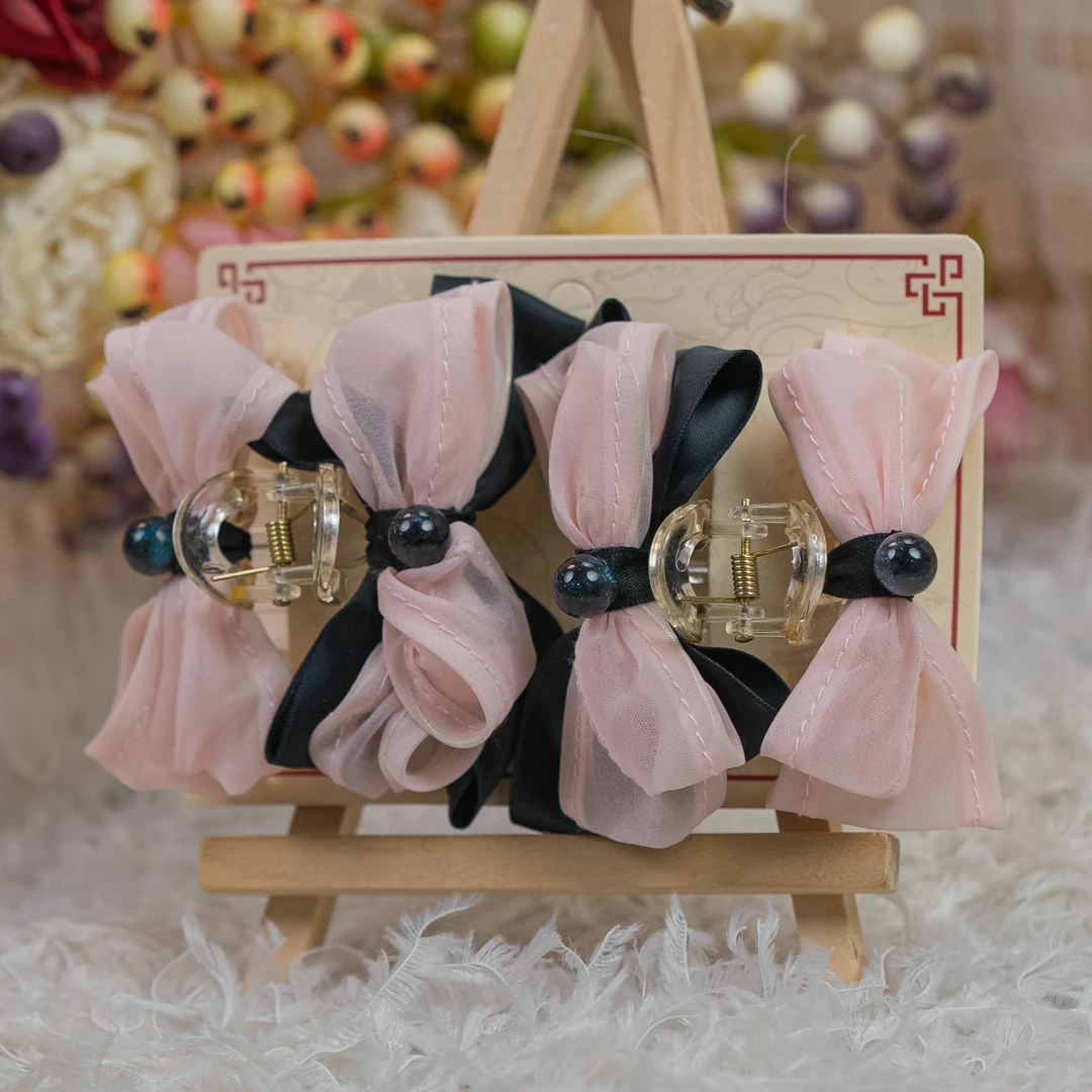 饰阿梁3682 粉黑7公分抓夹头饰儿童小女孩发夹发饰可爱甜美百搭