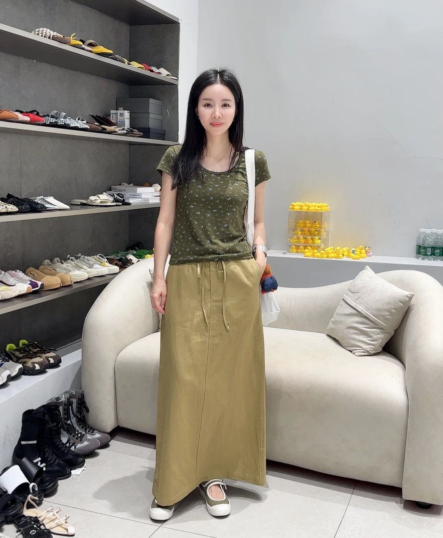 【NO退NO换】鑫燃KIKi 时尚小众松紧腰系带显瘦半身裙 2190 WU