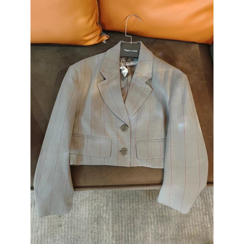 时尚套装夏季洋气格子西装外套吊带连衣裙