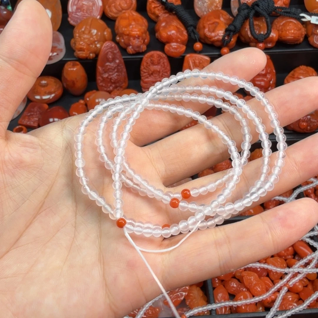 南红玛瑙荔枝冻3.7mm未镶嵌
