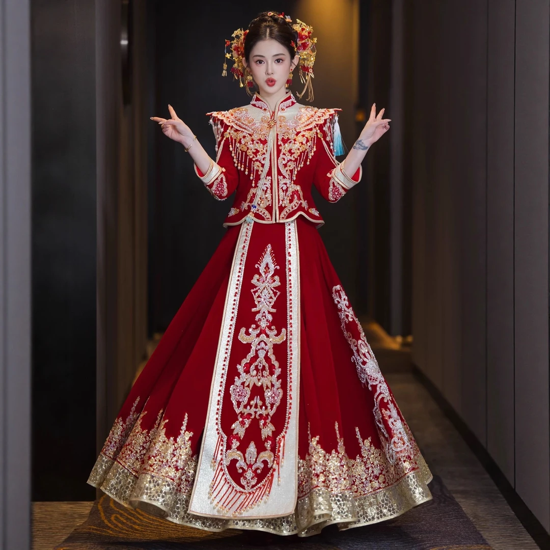 秀禾服婚服2025新款新娘中式婚礼敬酒服高端重工凤冠霞帔介意秀禾