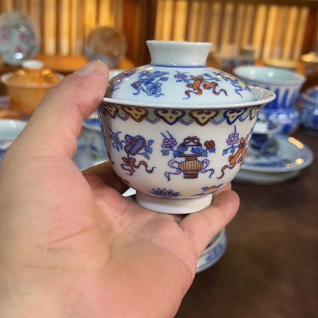 錡镇堂手工手绘盖碗