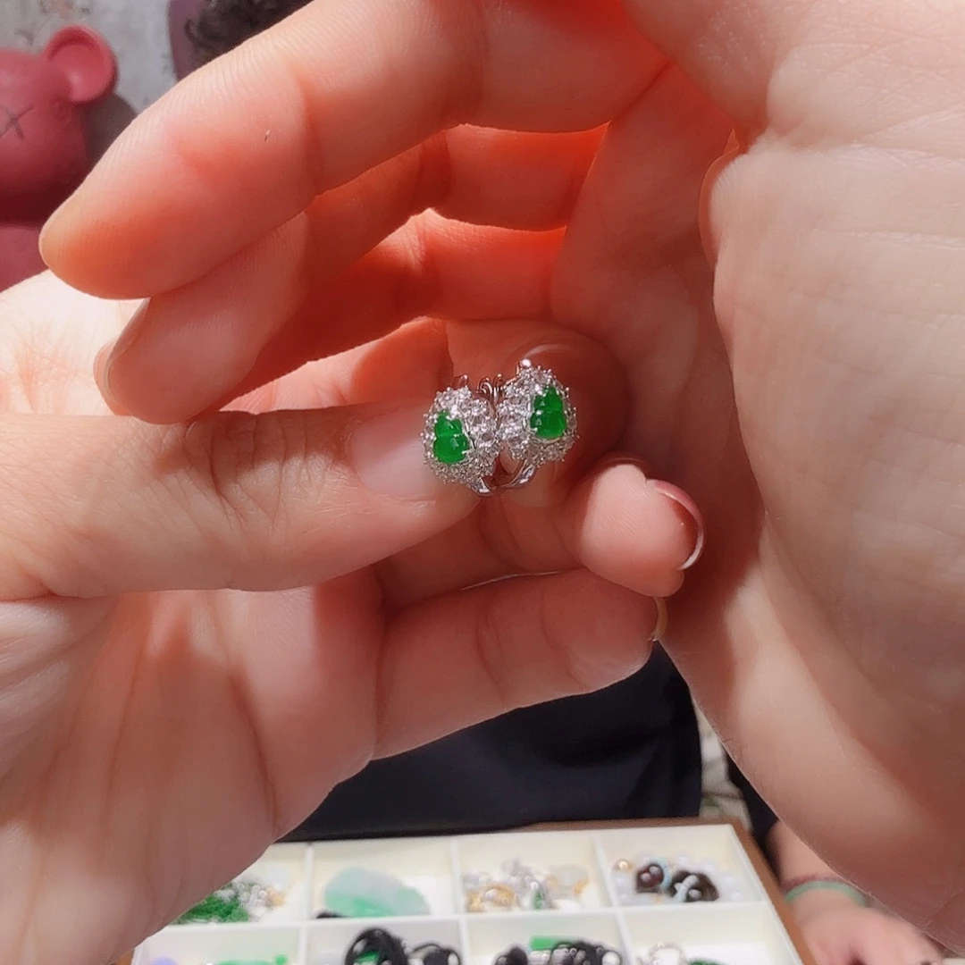 翡翠耳饰18K金镶嵌乐***耳饰
