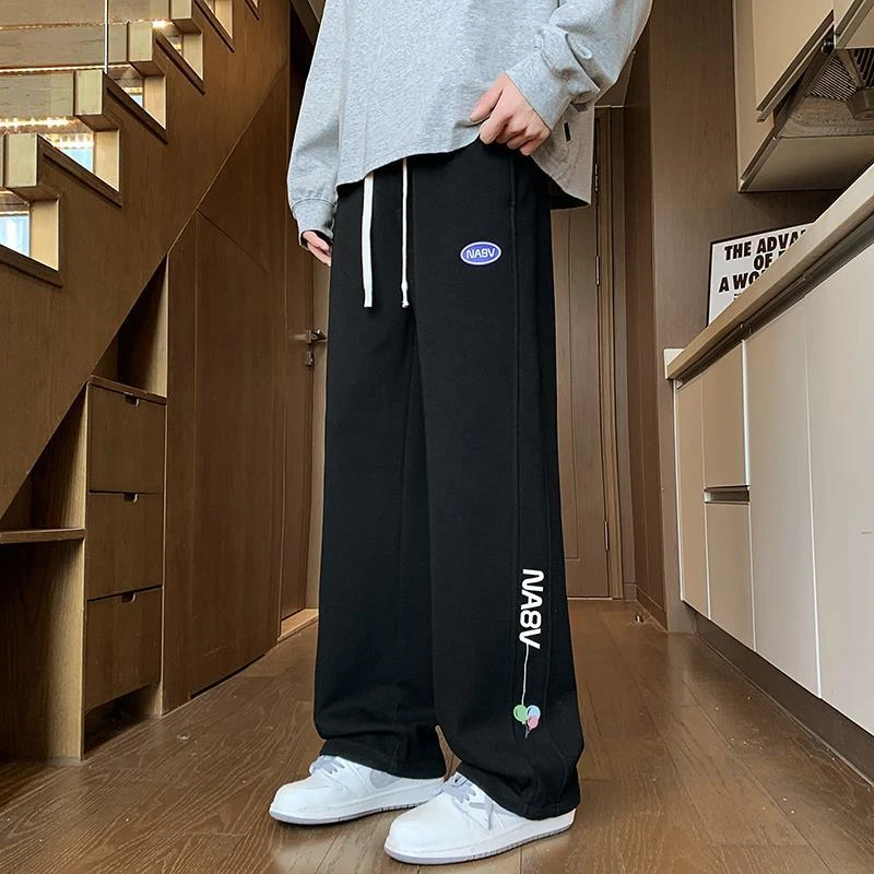 春秋季直筒长裤子男孩中学生青少年新款大童潮流宽松运动休闲卫裤