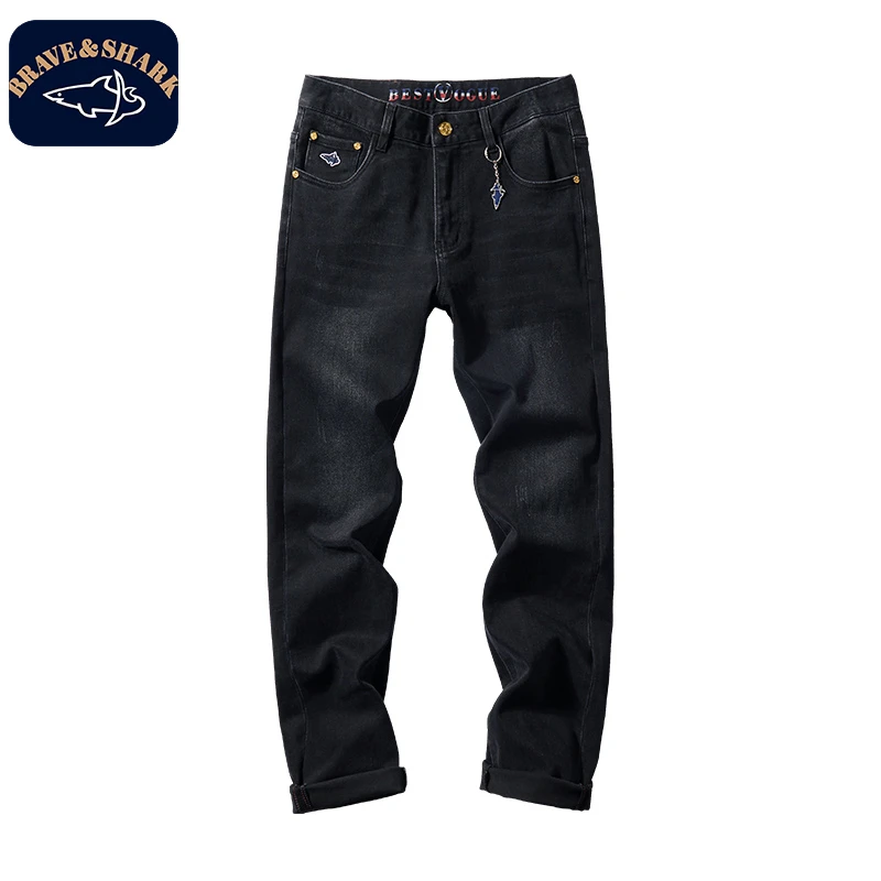 BRAVE&SHARK/勇士鲨鱼男士大码百搭宽松春季薄款男牛仔裤男裤时尚