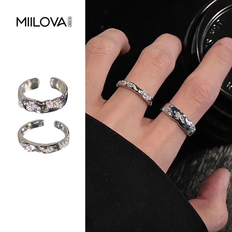 钛钢戒指 破碎戒指男女小众设计情侣对戒简约高级开口戒钛钢指环