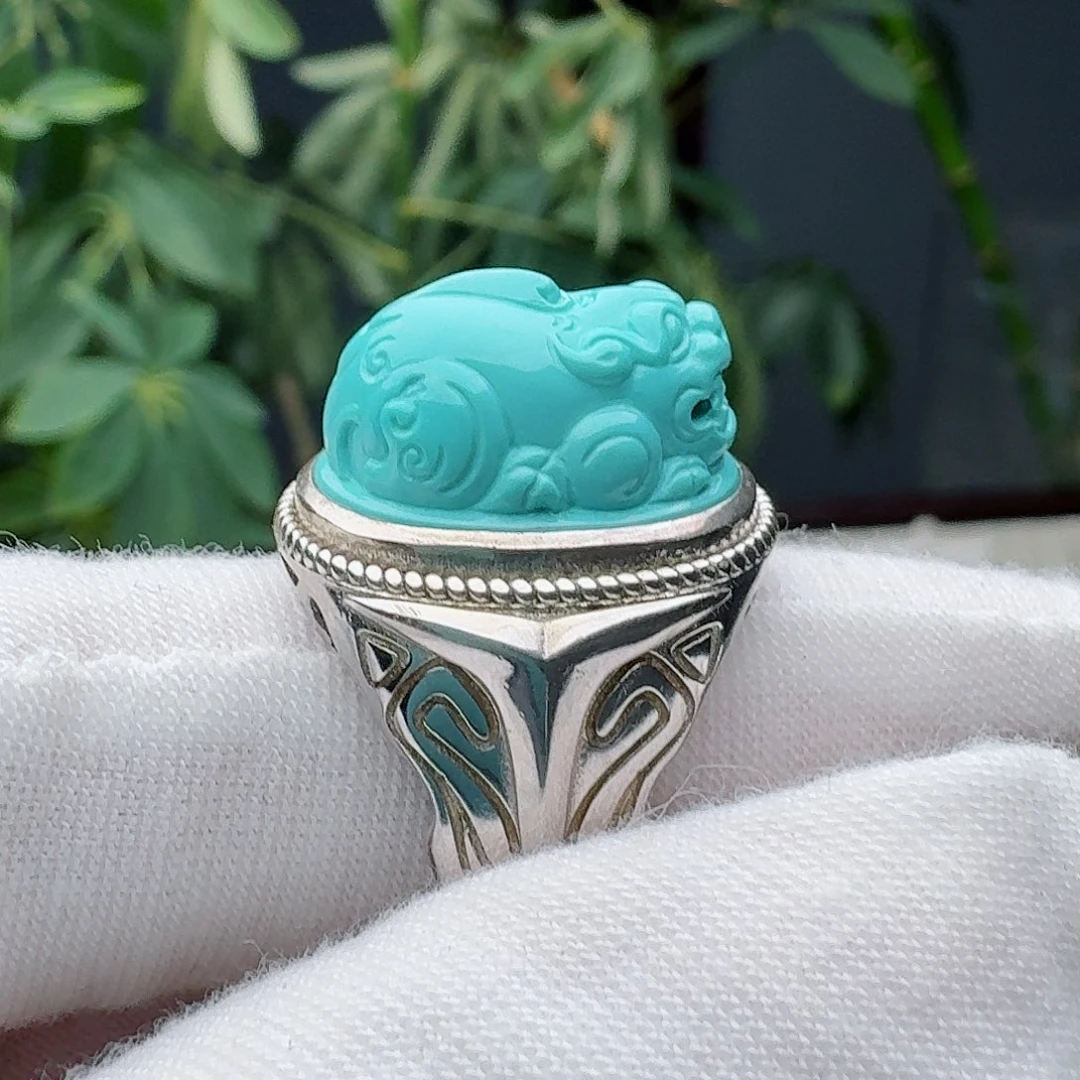 绿松石银S925镶嵌戒指戒指