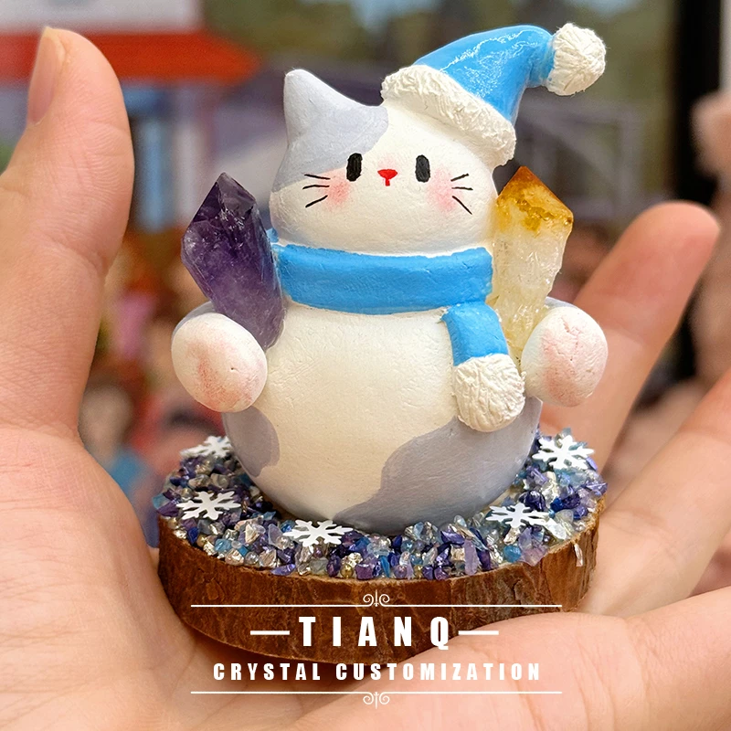 冬季猫猫精灵小豆丁摆件