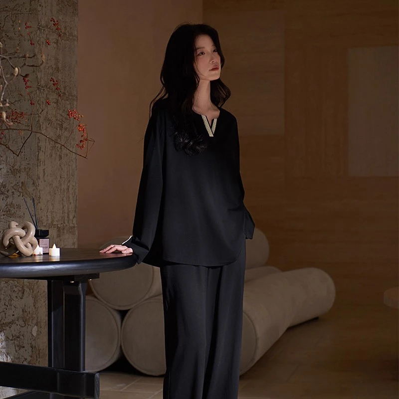 春秋季睡衣女2025新款长袖柔软棉休闲甜美家居服长裤套装可外穿