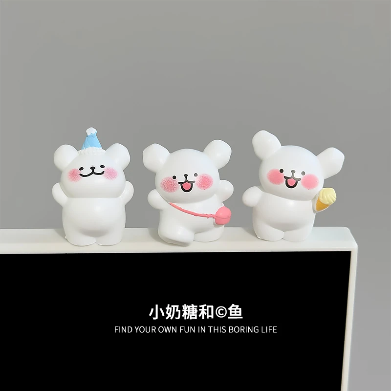 新款治愈系小白狗桌面摆件卡通可爱办公室工位解压装饰品车载摆件