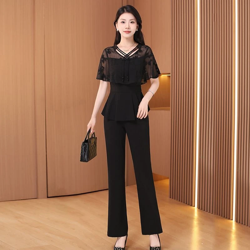 【上衣+裤子】19449优雅气质时尚大气减龄休闲收腰显瘦套裤M-4XL