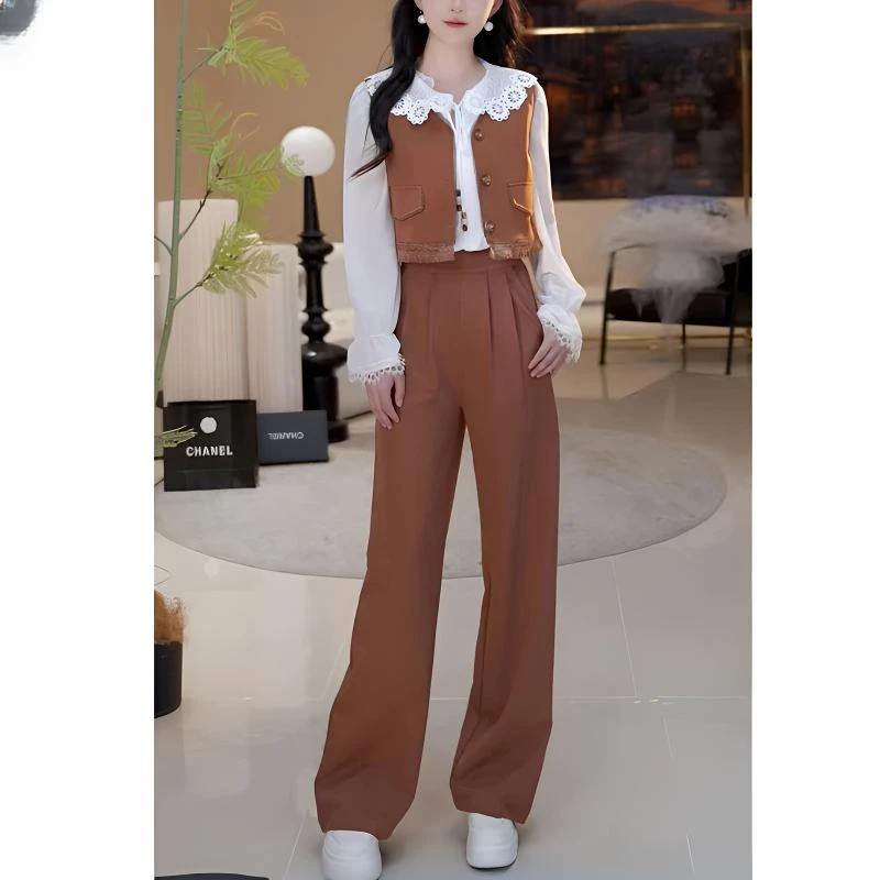 【现货】焦糖甜心时尚百搭衬衫长裤套装