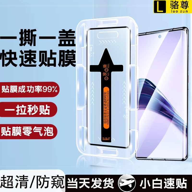 适用真我13Pro+秒贴钢化膜13Pro至尊版/12pro曲屏防窥高清手机膜