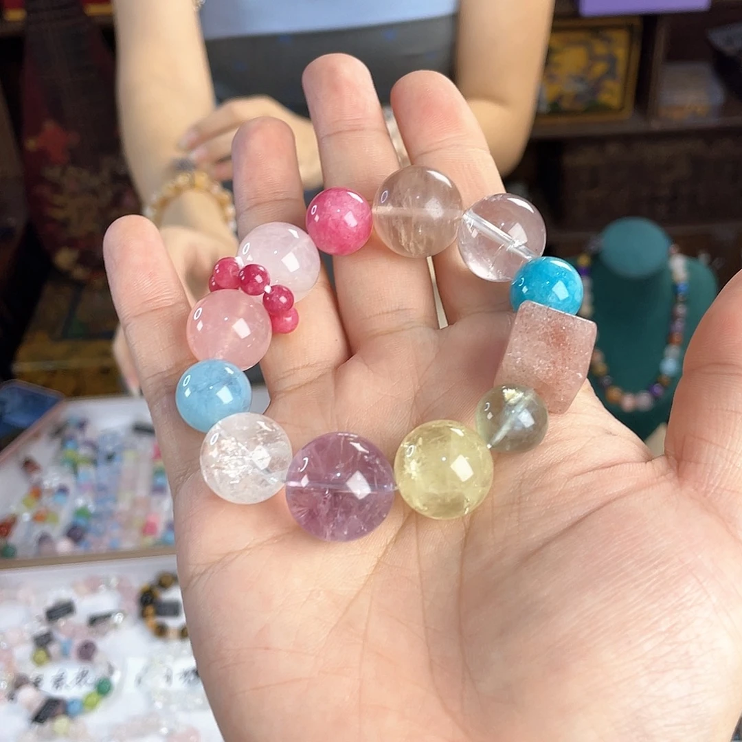 水晶手链银S925镀金镶嵌