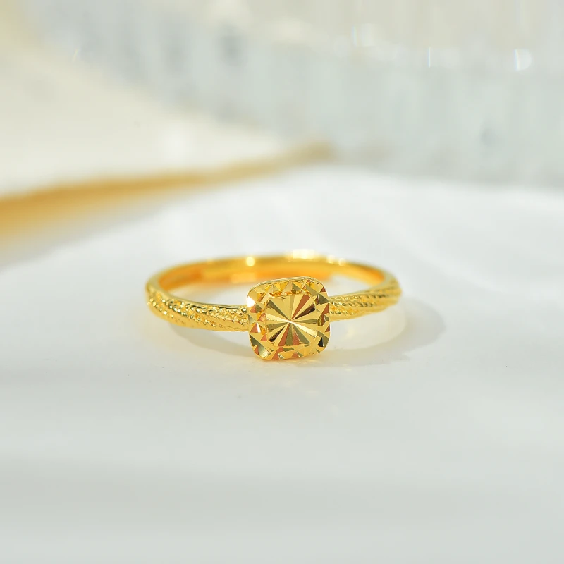 足银戒指 足银戒指【万两金】足银方糖纽碧开口戒指清新时尚