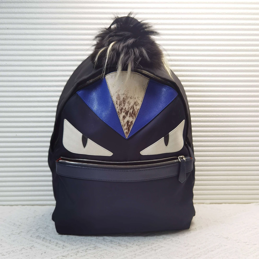 95新 FENDI/芬迪 Fendi芬迪 Monster 尼龙小怪兽双肩包书包