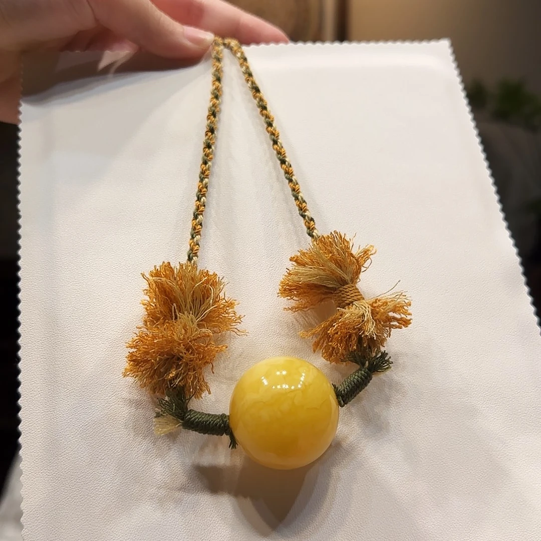 蜜蜡未镶嵌项链33mm蜜蜡珠项链