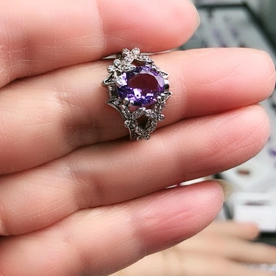 戒指银S925镶嵌紫晶