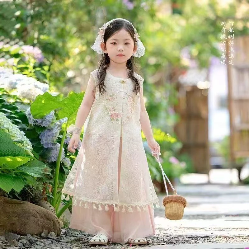 女童中式汉服套装2025古风新款儿童超仙国风公主中国日常唐装