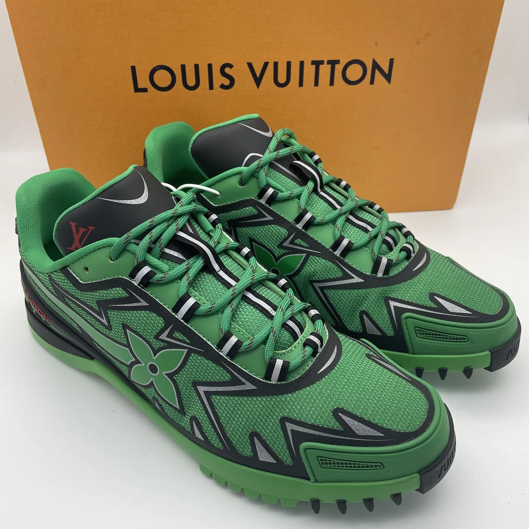 99新 LouisVuitton/路易威登 41.5欧码/绿色黑色拼色时尚运动鞋