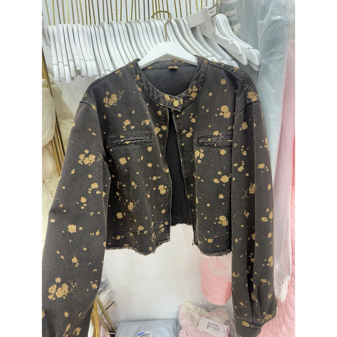 8170复古碎花牛仔外套