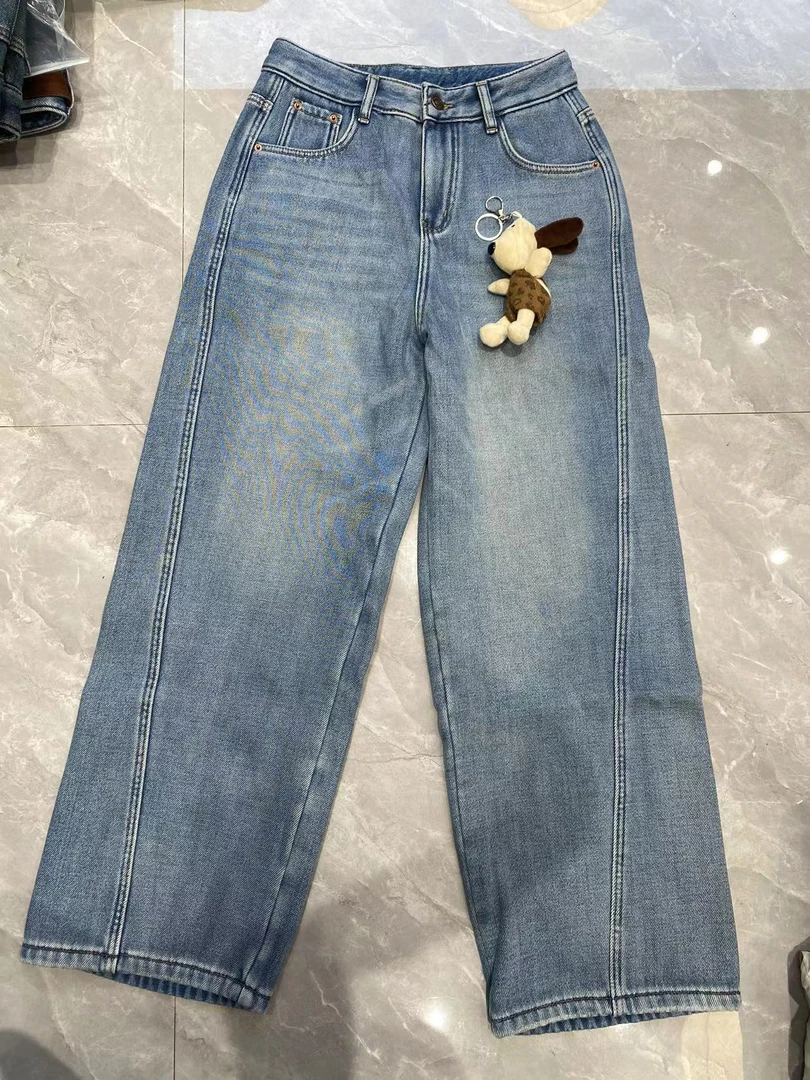 蜜地苏拉&589新款牛仔裤简约款加厚斜线冬季裤子