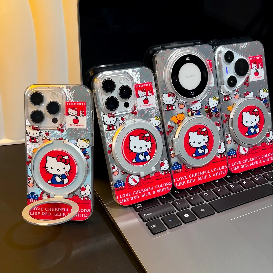 雅天立可爱KT猫支架适用苹果iPhone1613手机壳15华为vivo小米oppo