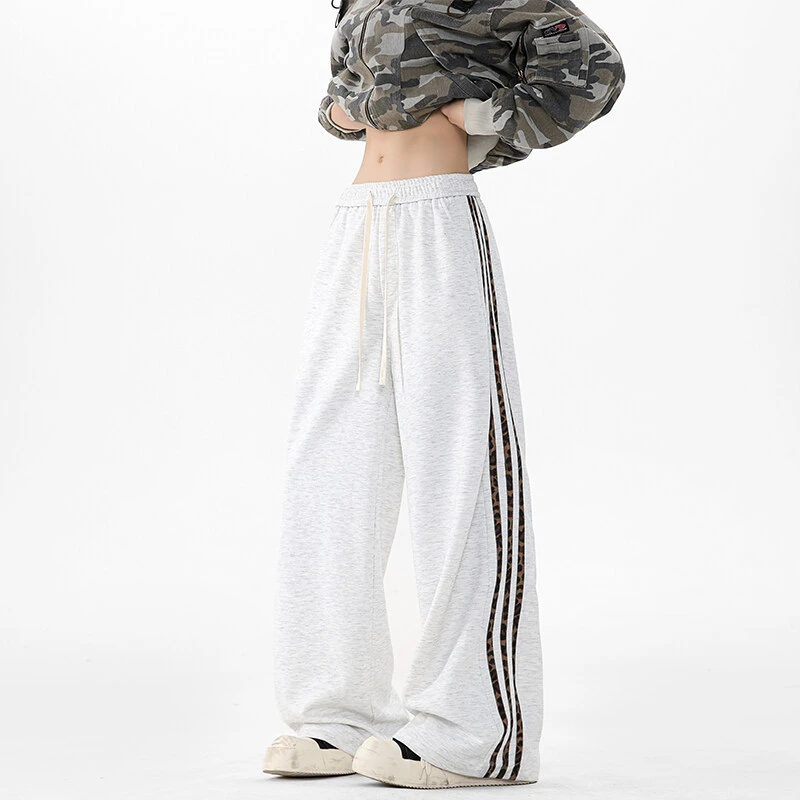 潮牌拼接条纹卫裤男宽松垂感美式裤子春季潮流百搭休闲长裤