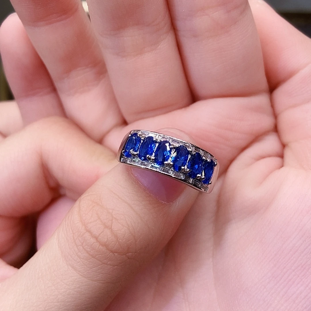 蓝宝石银S925镶嵌戒指