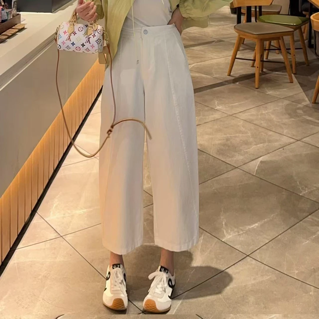 玳妮【气球裤】早春款高腰显瘦拼缝小个子九分镰刀裤时尚阔腿休闲裤