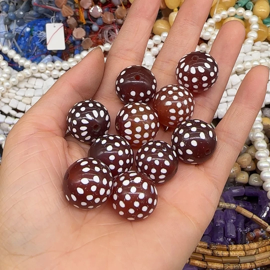 玛瑙/玉髓合金珠宝半成品老玛瑙18mm一颗