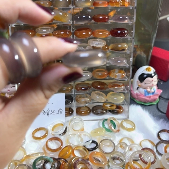 玛瑙/玉髓戒指未镶嵌贝*