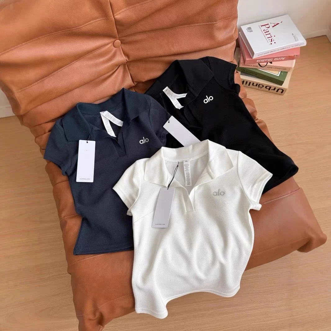 a/o学院风polo衫女减龄黑白藏蓝色显瘦修身