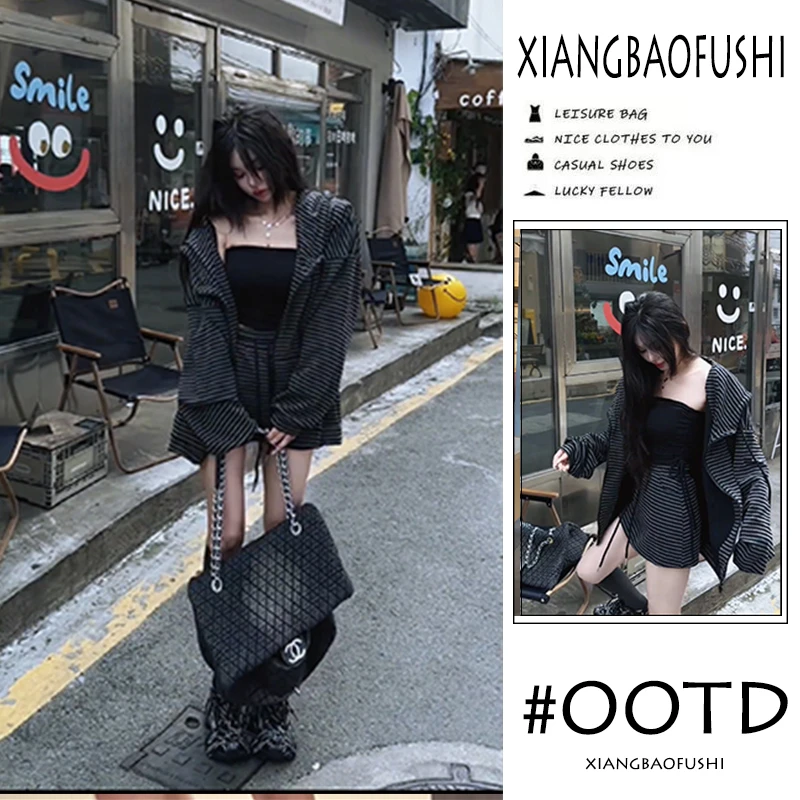 秋季温柔系穿搭2025年新款针织显瘦吊带气质格子开衫短裙三件套